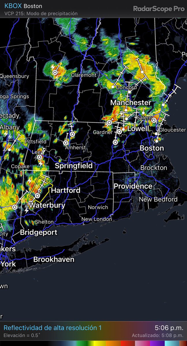 AbimaelTiempo's tweet image. Aviso de tronada severa para el condado   #Litchfield, en #Connecticut, hasta las 5:30 P.M. ET. Vientos de hasta 60 mph y granizo del tamaño de un penny son posibles. También llueve fuerte hacia #Haverhill, #Lawrence y #Lowell.