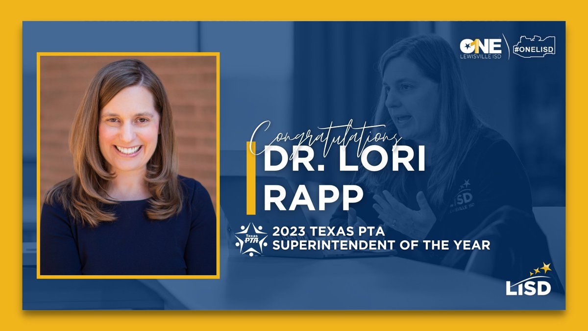 LewisvilleISD's tweet image. ICYMI: Dr. Lori Rapp was recently named the 2023 Texas PTA Superintendent of the year! Read more about this honor at bit.ly/3pnk9py