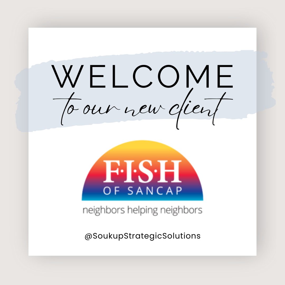 SoukupStrategic's tweet photo. We are excited to welcome our new client  F.I.S.H. of Sanibel-Captiva. We’re looking forward to helping them with strategic planning 🎉  to help them take their nonprofit to the next level. Thank you for choosing Soukup Strategic Solutions! 😃 https://t.co/inj9VSgzV4
