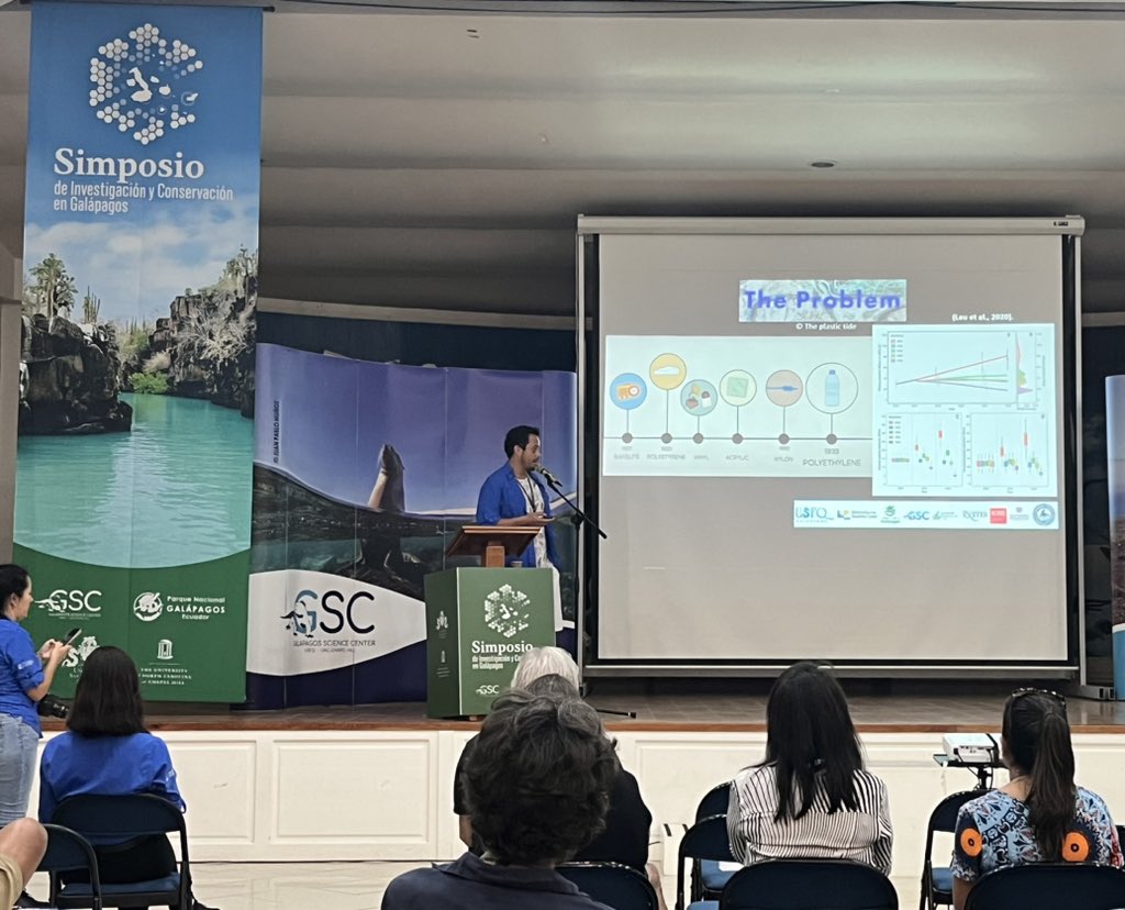 Closing up the morning session with the illuminating talk about the plastic problem in the Galapagos from <a href="/JPMuniozP/">Juan Pablo Muñoz P.</a> from <a href="/usceduau/">UniSC: University of the Sunshine Coast</a> and <a href="/USFQGalapagos/">USFQ Galapagos</a>.  All the sample coastal places in the islands had plastic present #nomoreplastic