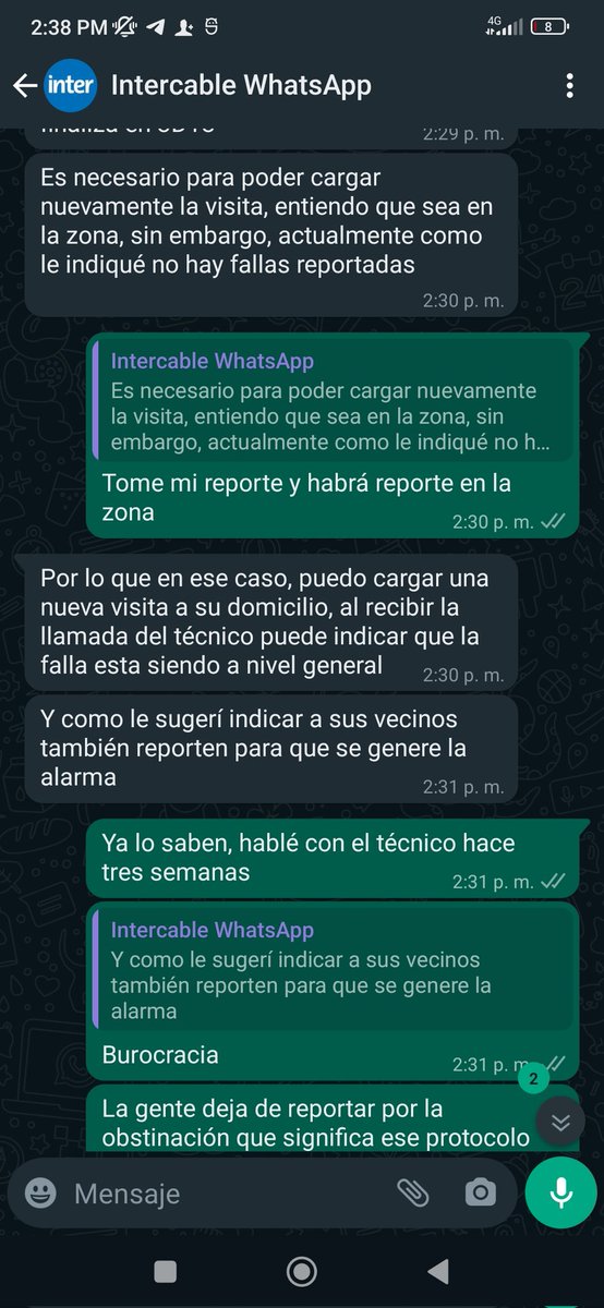 Por enésima vez el chat pide que los vecinos de la morita SAA reporten masivamente para atender la falla recurrente en la red coaxial. Y cuando se pide fibrahogar contestan que no está disponible. Plata malgastada en publicidad #interfraude <a href="/sundde_ve/">Sundde</a> <a href="/Conatel/">Conatel Venezuela</a>