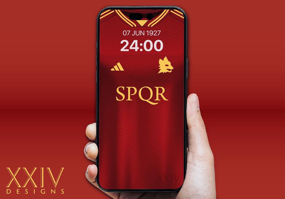 Venti24designs's tweet photo. DAJE ROMA DAJE! Adidas AS Roma Home Jersey 2023/24 Jersey iPhone Background - So happy they made the Jump from New Balance to Adidas! Instant classic if a jersey! #ASRoma #Roma #adidas #ventiquattrodesigns #SPQR #SERIEA #DajeRomaDaje #forzaroma #iphonebackground #iphonewallpaper https://t.co/g6XTqobgHG