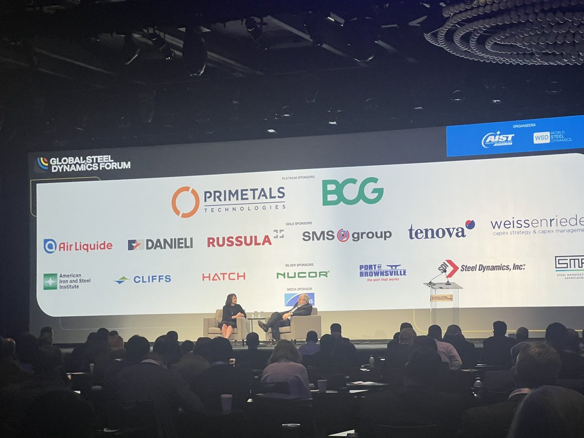 Steel Dynamics’ CFO Theresa Wagler notes the company’s decarbonization plan is driven by 3 main factors: regulations, investors &amp; customers. Funding availability may also be a driver for others as banks could restrict lending based on emission standards. #GlobalSteelDynamicsForum