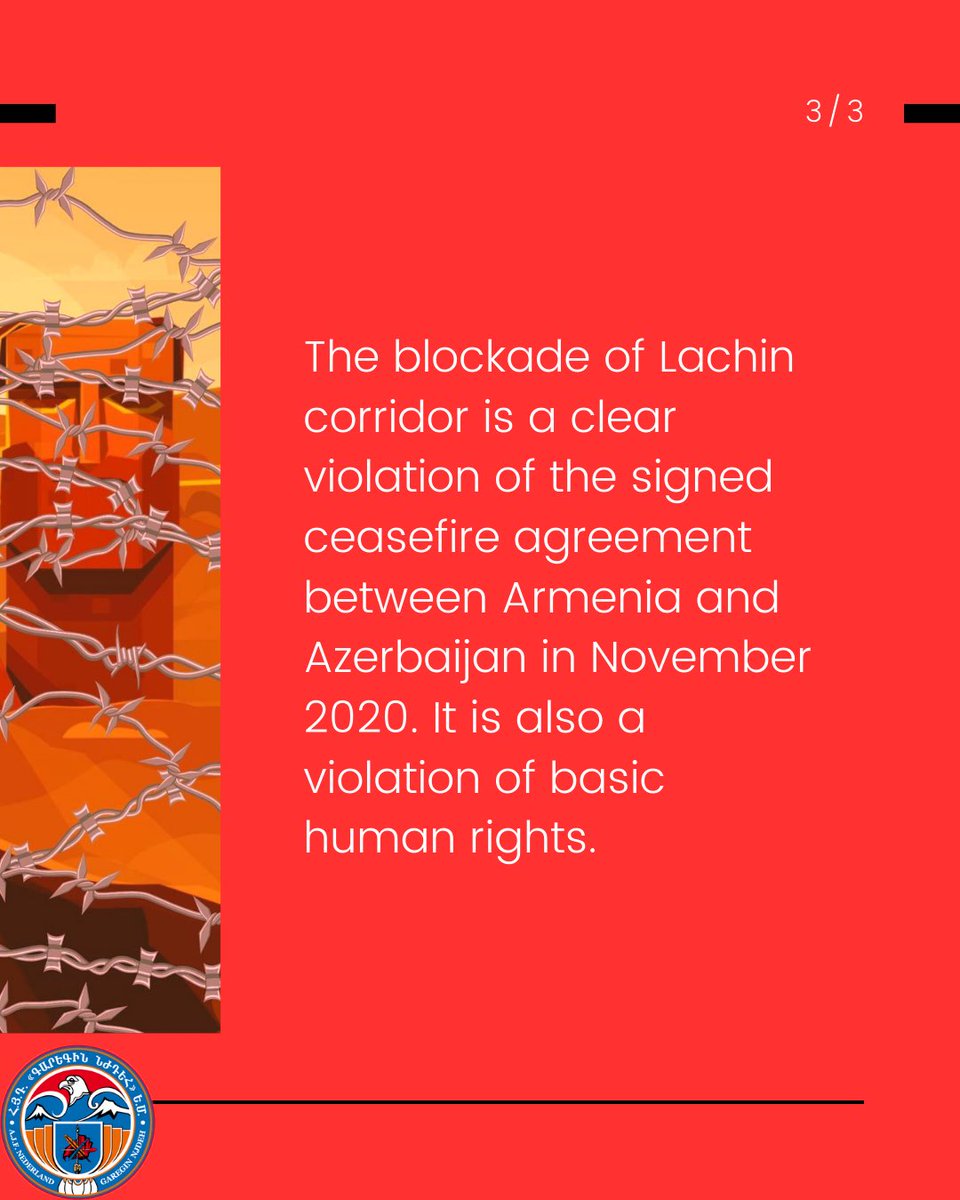 AyfNetherlands's tweet photo. 197 Days Of Blockade!

#Artsakh #ArtsakhBlockade #197Days #ArtsakhStrong #ArtsakhIsArmenia #EndArtsakhBlockade #SOSArtsakh https://t.co/M2wNBu4ARr