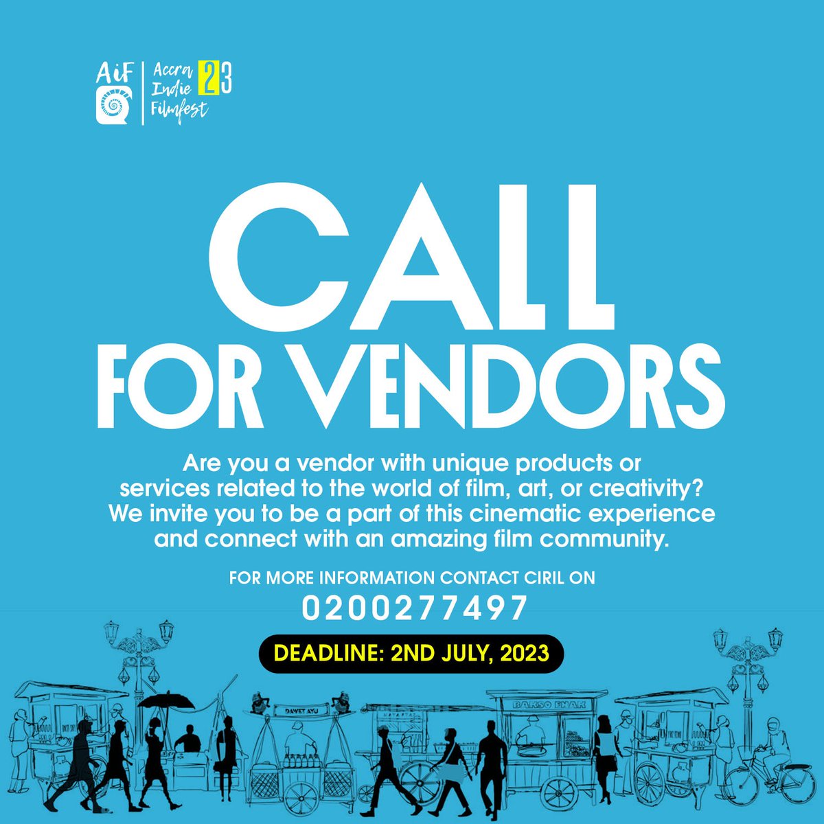 You have a product or service trailered towards filmmaking, music or arts in general?

Here is an opportunity to connect with a unique creative community.

Apply NOW by calling the number.

#AiF23 #indie #film #festival #international #short