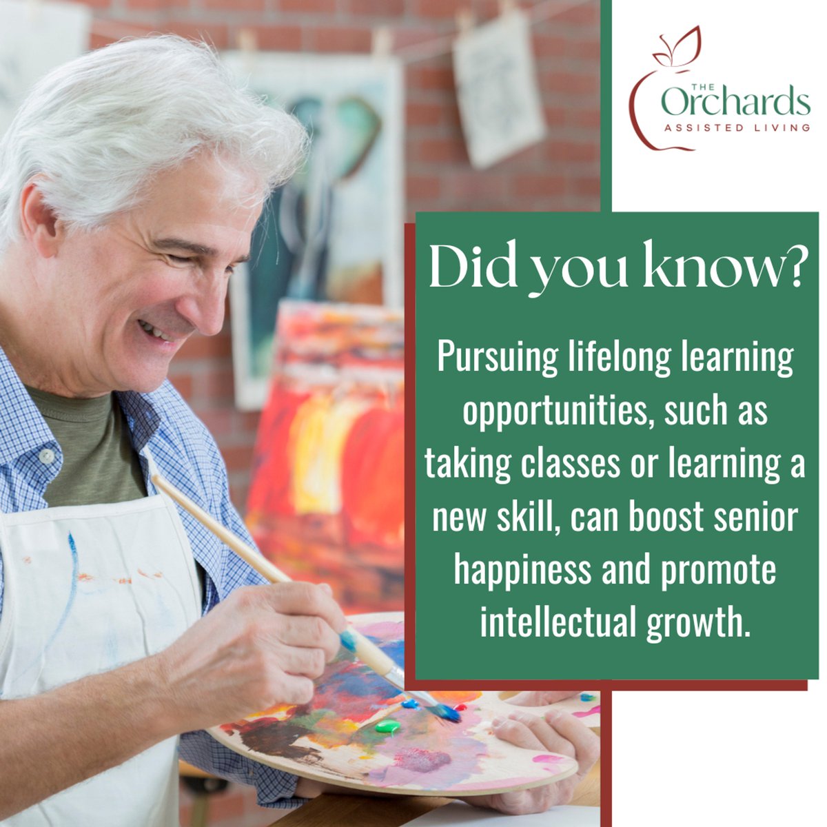 At The Orchards, we believe that lifelong learning is a powerful catalyst for senior happiness and intellectual growth. It ignites a sense of purpose, fuels personal growth, and strengthens connections with like-minded individuals.

#LifelongLearning #IntellectualGrowth