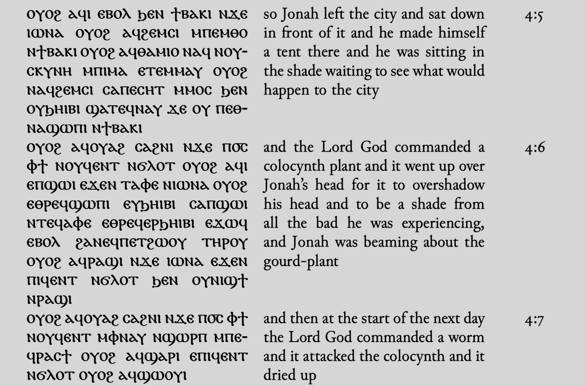 adamcmccollum's tweet photo. PDF of the whole book avail. here, with the #Coptic text and my translation parallel
#Bohairic #readbohairic #learncoptic #bible #jonah
https://t.co/Qh6YnmQKqw https://t.co/BCpbpVPSFO