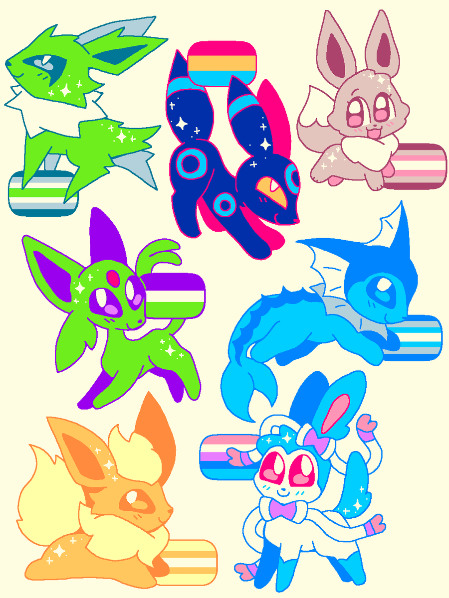 Pride Eeveelutions (part 2)!! #pokemon #pokemonfanart