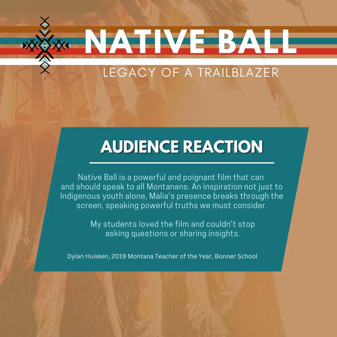 Thank you for the endorsement, Dylan, 2019 Teacher of the Year (Bonner, MT)! 

Sign up for our newsletter to receive updates on festivals, screenings, and our release date! Visit nativeball.com. 

#NativeBalltheMovie
#NativeAthlete
#NativeFilm
#TeacheroftheYear