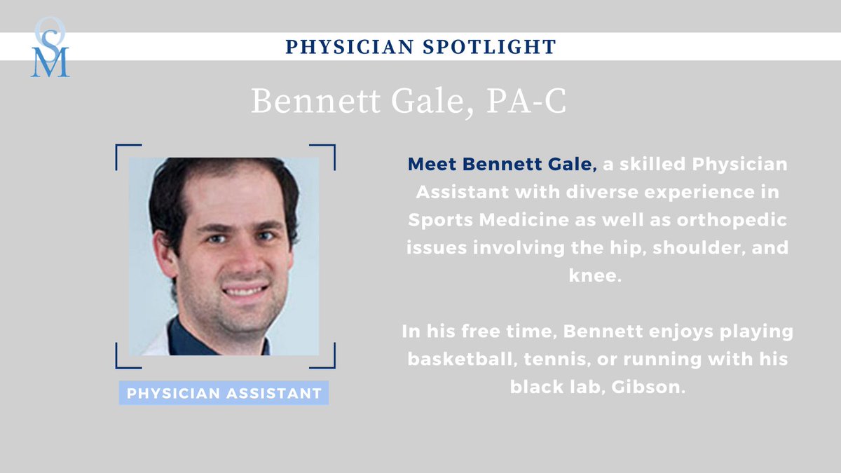 Bennett Gale, PA-C, is a skilled physician assistant with diverse experience in sports medicine as well as orthopaedic issues involving the hip, shoulder, and knee.

Learn more about Bennett at  orthomass.com/team_member/be…
#orthomass #orthopaedicspecialist #norwoodma