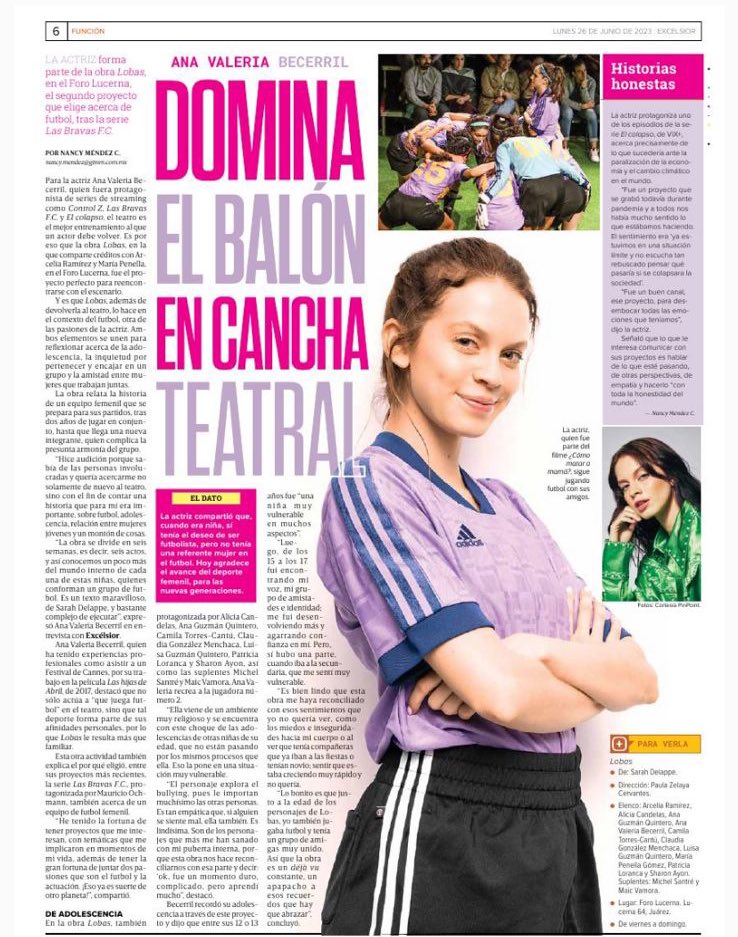 Estamos a 1 semana de terminar la temporada de “Lobas” en el <a href="/ForoLucerna/">Foro Lucerna</a> 

Acá pueden leer un poco de lo que <a href="/anavaleria_bs/">Ana Valeria Becerril</a> platicó para <a href="/Excelsior/">Excélsior</a> 

Gracias <a href="/nanchitamendez/">Nancy Méndez C.</a> 😘