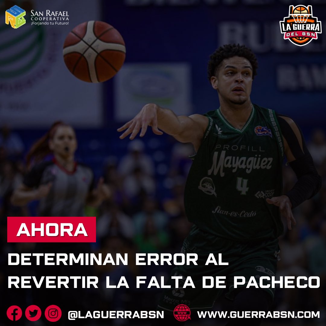 LaGuerraBSN's tweet photo. #BSNPR | AHORA: Los Indios de Mayagüez sometieron el vídeo de la revisión de Georgie Pacheco al BSN y se determinó que se cometió un error al revertir la jugada, ya que fue falta según indicó el apoderado Cady Acosta en entrevista radial.

La liga tomará medidas internas para asegurar que la situación no se repita según añadió Acosta y concluyó expresando que ya están enfocados en el partido de hoy.

📝 Baloncesto 365 | Radio Leo 1170 AM