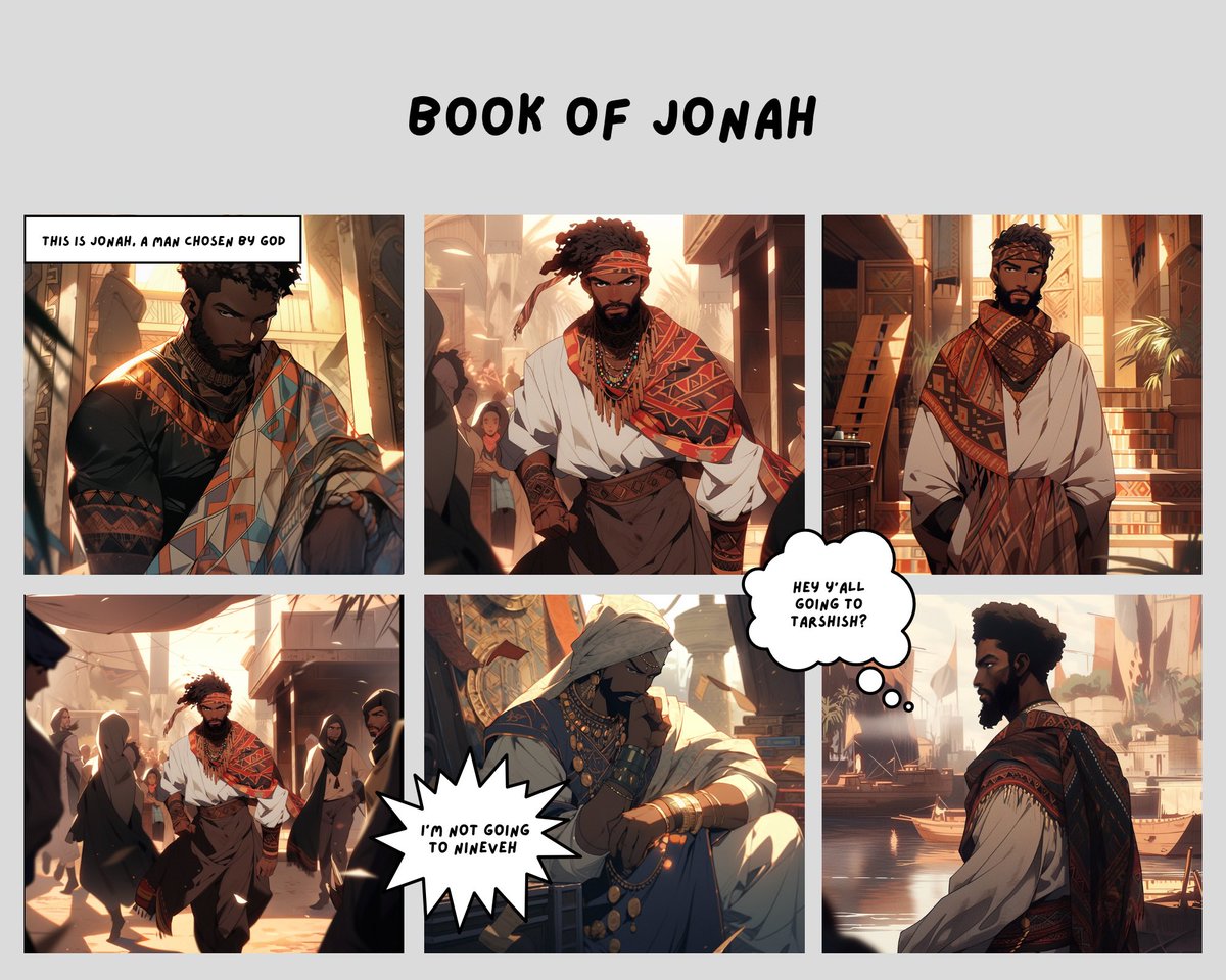 Soo turning #bible #books into accurate #comics should I finish it? Would you read it? #ComicArt #comicbooks #ComicCon #midjourney52 #midjourney5 #ai #AIart #afrofuturism #jonah #Christians #israelites #hebrew #assyria #turkey #AnimeArt
