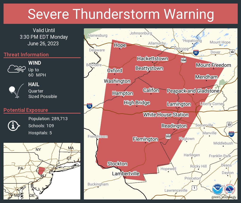 NWS Mount Holly on Twitter "Severe Thunderstorm Warning including
