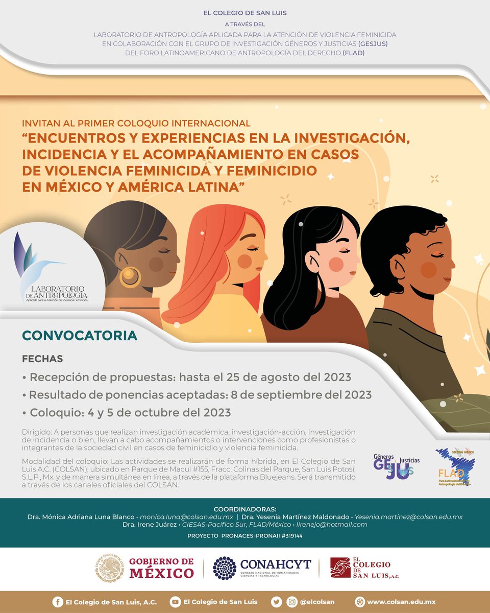 CEAScdmx's tweet image. Convocatoria: Encuentros y experiencias en la investigación, incidencia y el acompañamiento en casos de violencia feminicida y feminicidio en México y América Latina - Primer Coloquio Internacional

Convocatoria: ow.ly/ojjT50OIAr6

Envío Propuestas: ow.ly/VhMj50OIAr9
