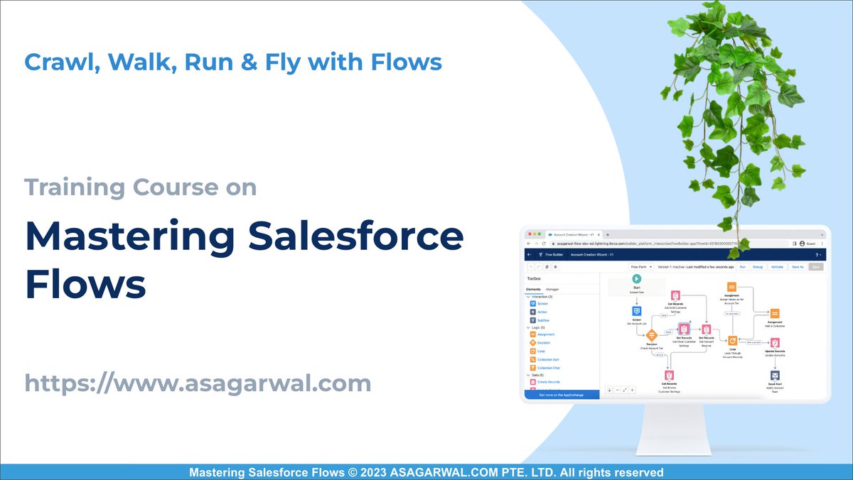 asagarwal's tweet image. #SalesforceFlows - Come, learn Salesforce Flows with me in my "Mastering Salesforce Flows" training program. A program where we will start from scratch and Crawl -> Walk -> Run & Fly with Flows.
Check it out at URL bit.ly/3ZBhRPy