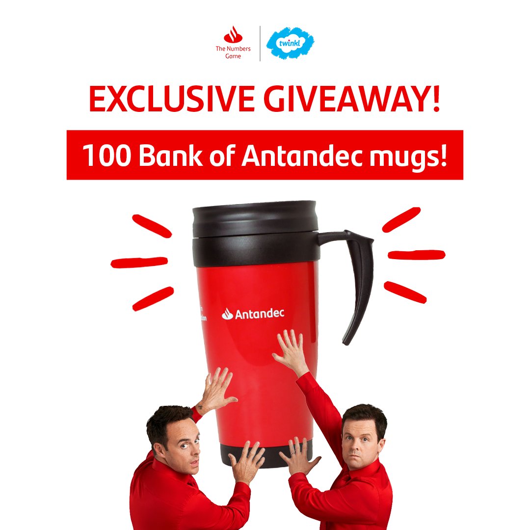 Twinkl Resources (@twinklresources) on Twitter photo Who wants to own the first collaborative, limited-edition mug? 🙋♂️
Thanks to our friends at Santander, we’ve got 100 Bank of Antandec mugs to give away.
To enter...
❤️ Retweet
❤️ Reply with "BANK OF ANTANDEC"
❤️ Follow <a href="/twinklresources/">Twinkl Resources</a>
T&Cs apply. #win #givingaway Who wants to own the first collaborative, limited-edition mug? 🙋♂️
Thanks to our friends at Santander, we’ve got 100 Bank of Antandec mugs to give away.
To enter...
❤️ Retweet
❤️ Reply with "BANK OF ANTANDEC"
❤️ Follow <a href="/twinklresources/">Twinkl Resources</a>
T&Cs apply. #win #givingaway