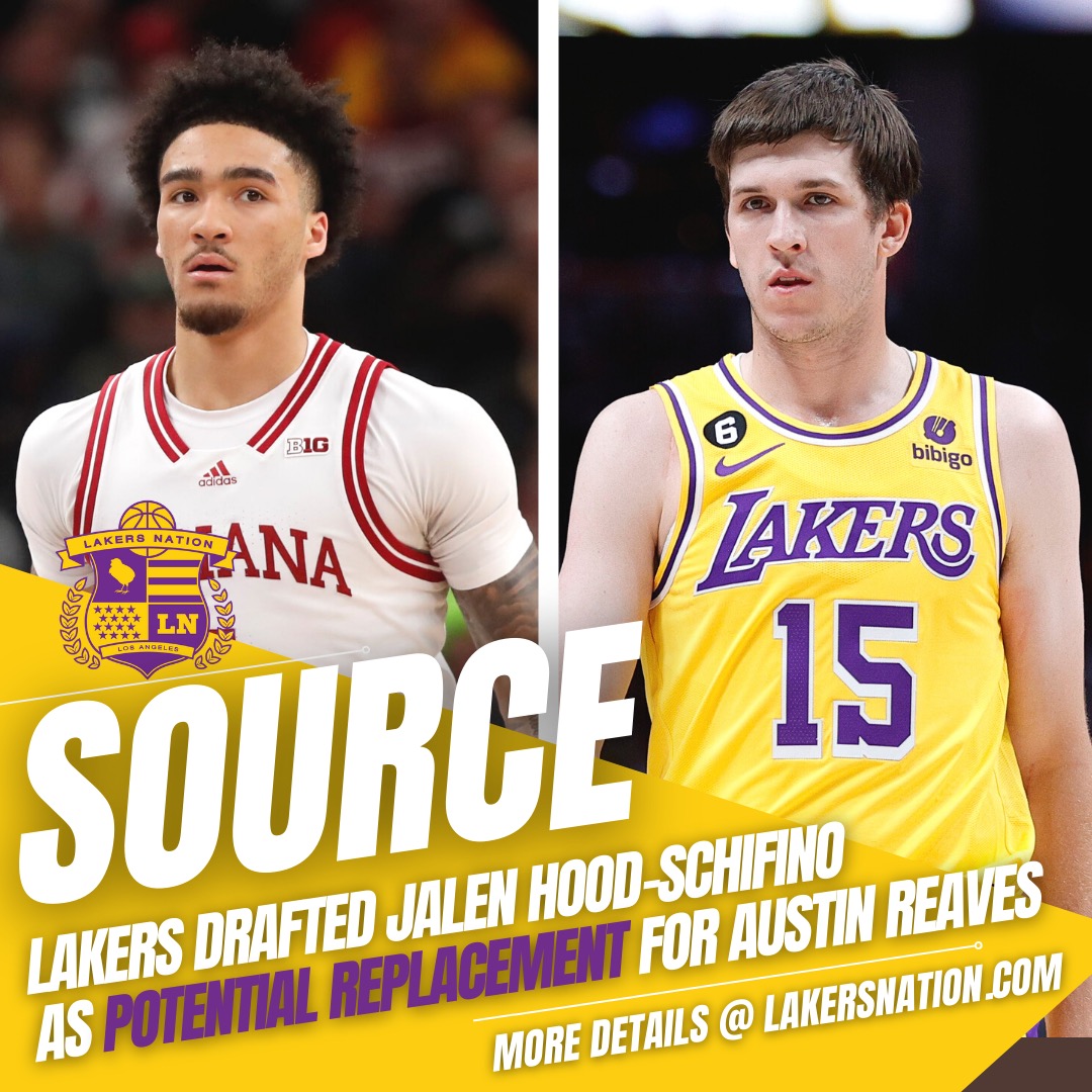 LakersNation's tweet photo. #Lakers drafted Jalen Hood-Schifino as a potential replacement for Austin Reaves should he receive a big offer in restricted free agency, league sources told Lakers Nation. DETAILS:
https://t.co/OpV2s0x96T https://t.co/oHql8Df3db