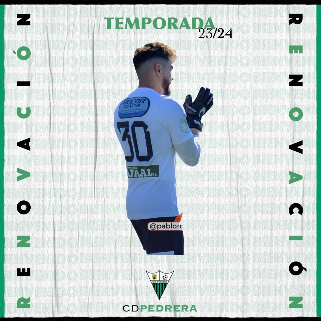📣RENOVACIÓN 📣

Fran Heredia . Un año más defendiendo la portería verdinegra. 
Reflejo, formalidad ,compromiso y sobretodo muchas ganas!! 

🖤💚🖤💚