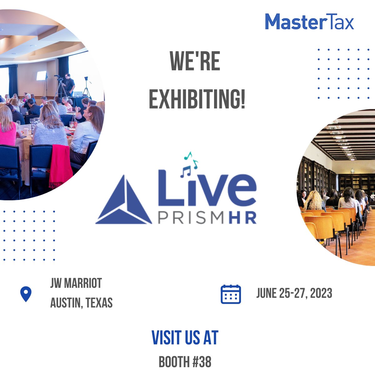 MasterTax's tweet image. Two more days left until the LIVE PrismHR Conference is over! Come Visit Booth #38 and learn how we can help you manage your payroll tax filings.
#mastertax #payrolltaxes #taxes #conference