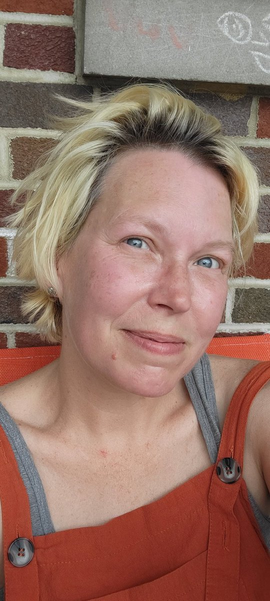 Me, sweaty, after doing a bunch of hard landscaping yard work for the first time in almost 10 years. I'm about to glow up... It's amazing what a doctor who listens can do for your health!