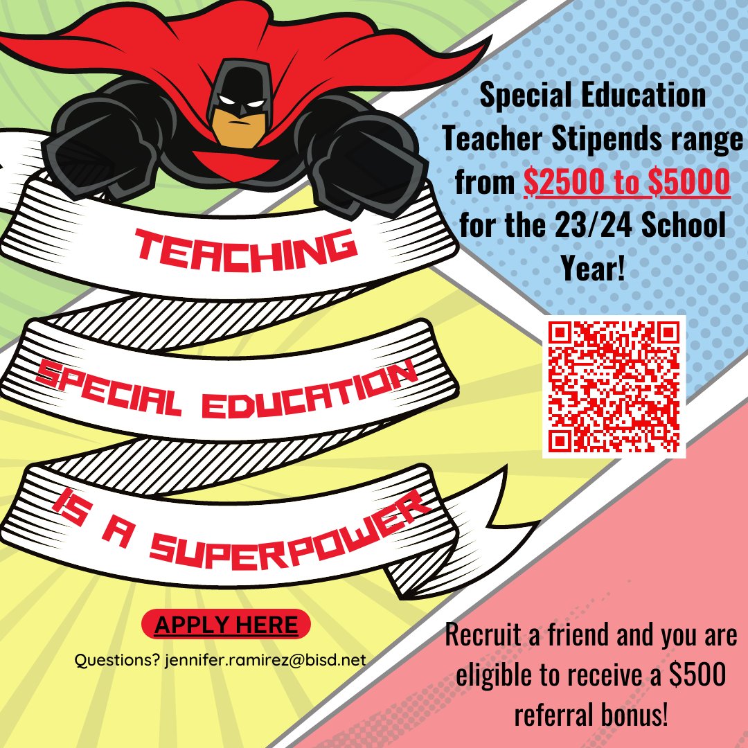 BeltonISDHR's tweet photo. Belton ISD is looking for special education teachers!  Teacher pay and some stipends have changed ~ Come join the Big Red Community! https://t.co/Npb1oB1zlN