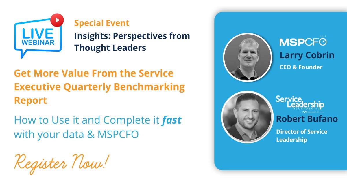 Get more value faster from your Service Executive Quarterly Benchmarking reporting - register now hubs.ly/Q01VRGXB0  for tomorrow’s webinar with Rob Bufano, Director of Service Leadership and Larry Cobrin from 1:00pm-2:00pm EST.