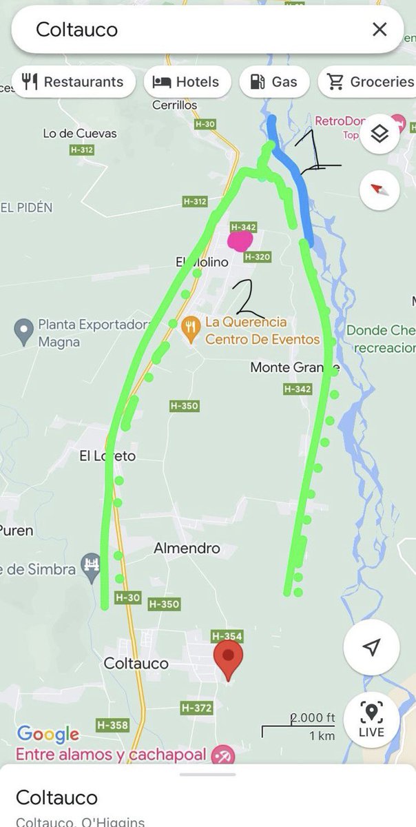 diego_osman's tweet photo. @Santa_Dany Hola,  1) El río cachapoal, tiene una pequeña curva que es donde se rompe y sale el agua 

2 avanza por toda la zona poblada inundando otros sectores

Por eso es importante hacer una mejor defensa en el punto 1, ya que el agua estuvo más de 40 horas corriendo sin que “cerraran” https://t.co/Bk3REWkYya