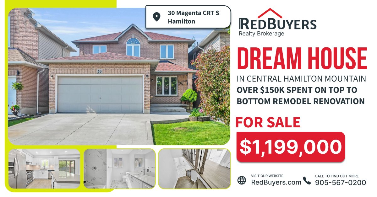 Fully Renovated, Gorgeous Home In Central Hamilton Mountain
#listing #homelistingscanada #penthouse #penthousesuite #canadarealestate #canadarealtor #grimsby #grimsbylisting #homeselling #homesale #homeforsale #investment #investmenthome #canadianhomes #redbuyersrealty