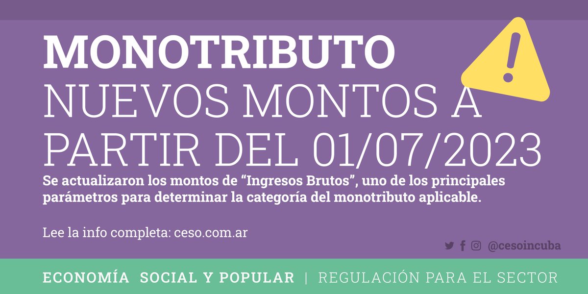 #Junio2023
📷Les traemos este #nuevo #informe con respecto a los #montos actualizados de IIBB para el #monotributo.
Los mismos serán implementados a partir del 01/07/2023.
Informe: [bit.ly/CESOINCUBA48]
.
.
#IngresosBrutos
#EconomiaPopular
#NuevosMontos
#SomosCesoIncuba