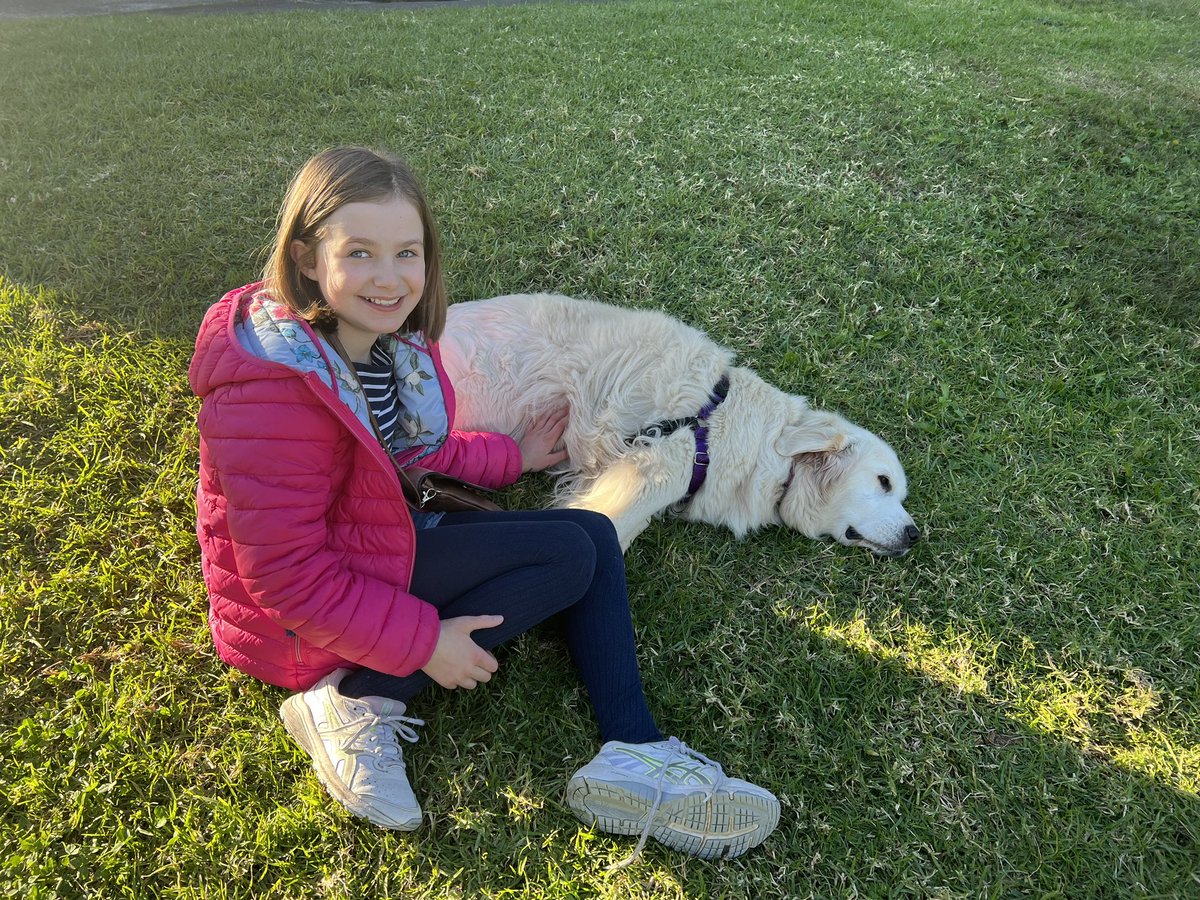 Two birthday girls. One is more enthusiastic than the other!! #dogsoftwitter #dogdetective #mysterywriter #dogsarefamily