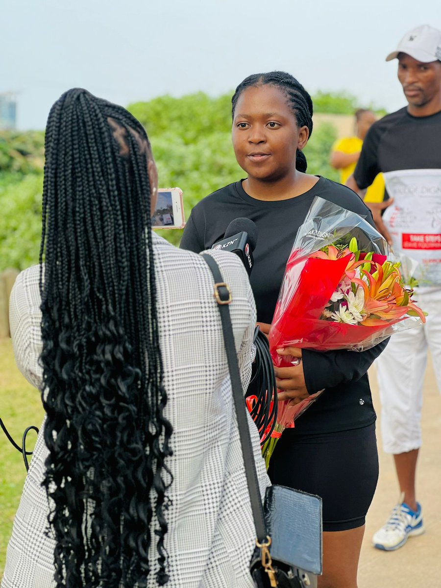 walkofdignity's tweet photo. A heartfelt #finishline in Durban yesterday in the final days of #YouthMonth2023. Ndiswa Ndaba took her last steps towards an amazing initiative for #youth in school. 

Well done! https://t.co/j5JcQJScJ0