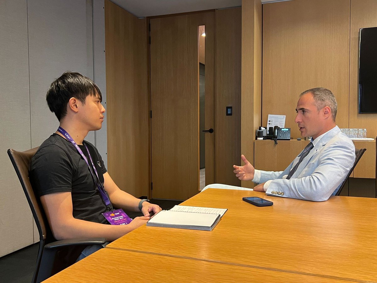 Cointelegraph's tweet photo. Here at @blockchainAUS our reporter Felix gets a pulse on institutional interest in crypto from Michael Shaulov, CEO and Co-Founder of @FireblocksHQ. #AustralianBlockchainWeek https://t.co/4ehZbdn5un