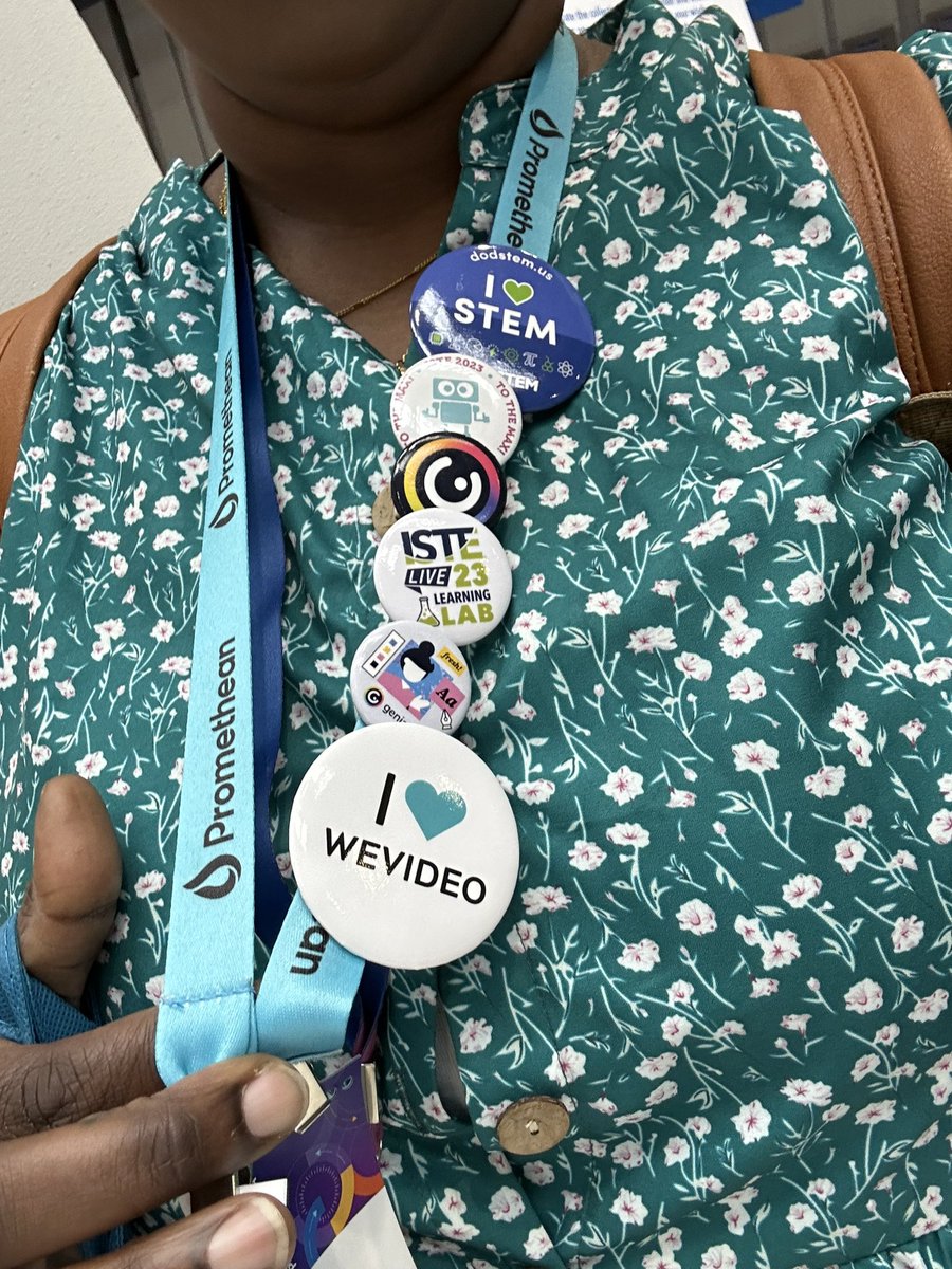 TeachThatTech15's tweet photo. Day 2 at #ISTE2023 and my lanyard is looking sharp with all the pens I've collected from the expo hall! Who knew collecting office supplies could be so much fun? #EdTech #expohall #ISTELive23 #Philadelphia #PCC #ProfessionalDevelopment https://t.co/F3X5l0BOEU