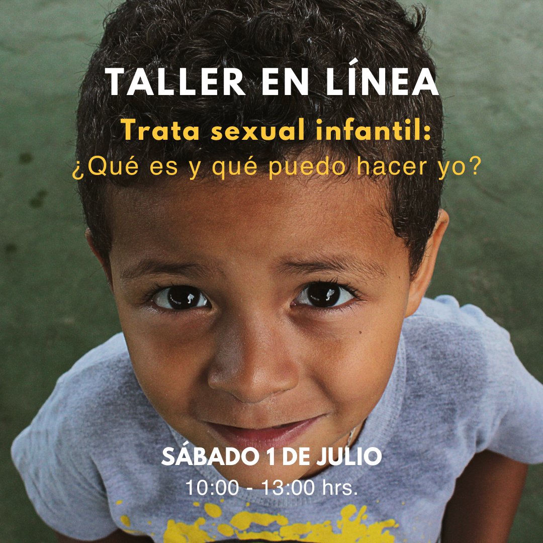 ¿Quieres saber cómo poner tu granito de arena para prevenir la #explotación sexual infantil?

¡No te pierdas nuestro taller este sábado!

🗓 Fecha: Sábado 1 de julio, 10:00 a 13:00 horas
📍 Lugar: Zoom
✍️ Registro: fundacionfreedom.mx/capacitate