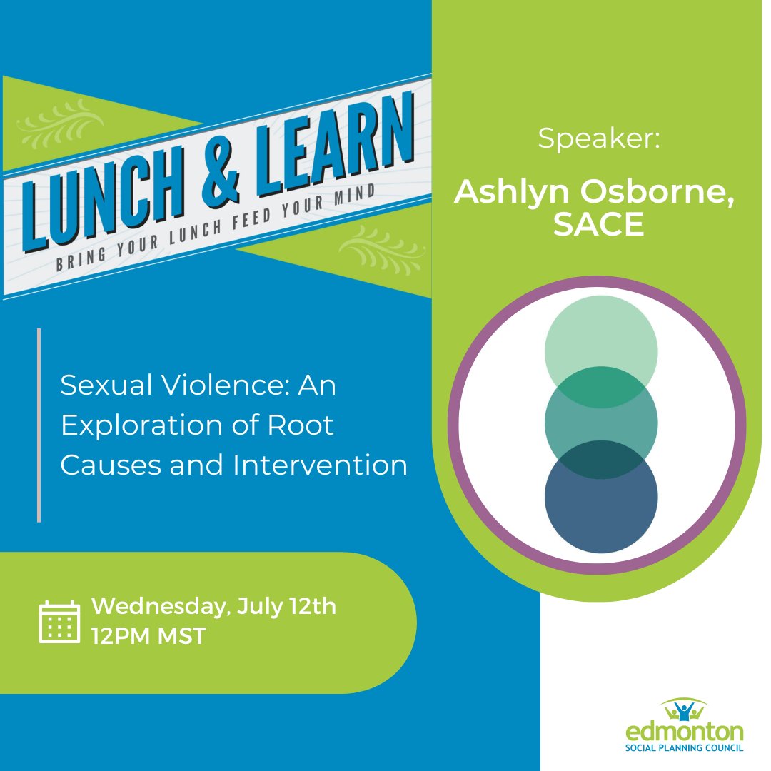 Join us for our Lunch & Learn next month on Sexual Violence: An Exploration of Root Causes and Intervention with the Sexual Assault Centre of Edmonton Register here: bit.ly/3PwpJRa