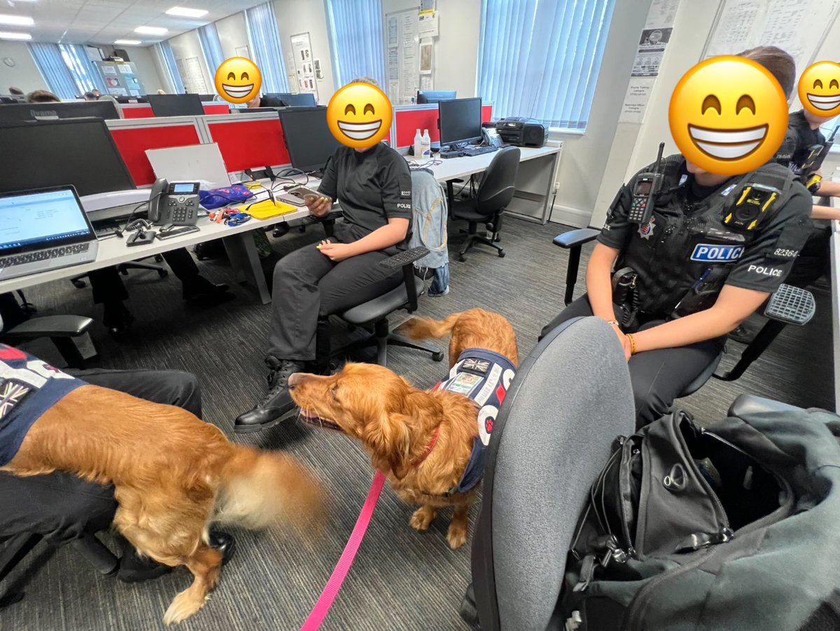 Today as a part of #ResponsePolicingWeek we were invited to Brentwood. Our driver had the chance to talk them about help available to them through the challenges that police officers face daily. Licks and fur delivered. @OscarKiloNine @PBaloo @BJH251 @DCCAndyProphet