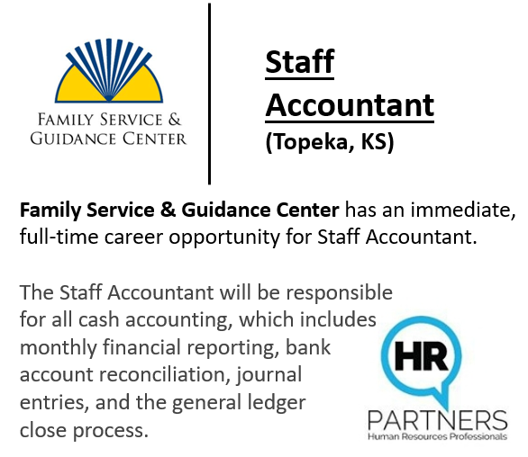 Family Service &amp; Guidance Center is looking for a Staff Accountant!

To learn more, and apply: hrpartnersks.com/jobs/1979-fami…