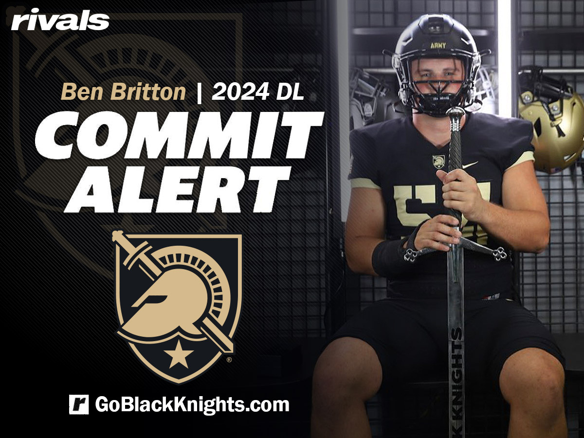 🚨GBK #ArmyFootball Commitment Alert 🚨       

Talented DL Ben Britton selects Army over several other offers

@GoBlackKnights @Rivals #GoArmyBeatNavy   

Update & Highlights: bit.ly/3NLhyPs