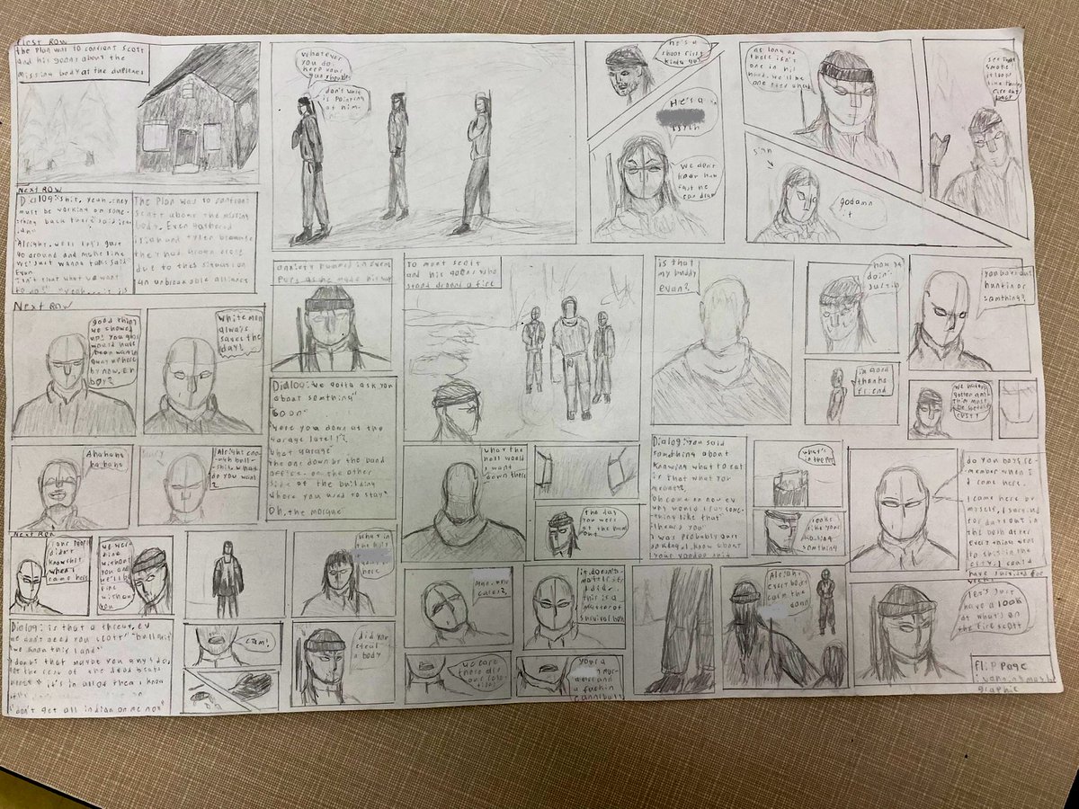 Ran out of time to completely finish before the end of the semester but an amazing storyboard created by an #NBE student of the final scene in <a href="/waub/">Waubgeshig Rice</a>’s Moon of the Crusted Snow.