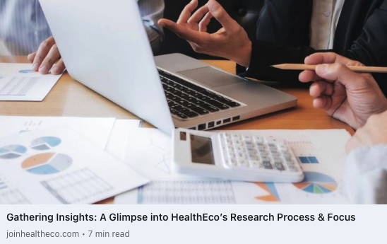 TheHealthEco's tweet photo. HealthEco's research process gives health system leaders the foresight to optimize patient care and efficiency. Our recent blog explores how we anticipate emerging solutions and empower health systems for the future. Read more: https://t.co/9sUq2Yvz28 https://t.co/jrbiDII4Ty