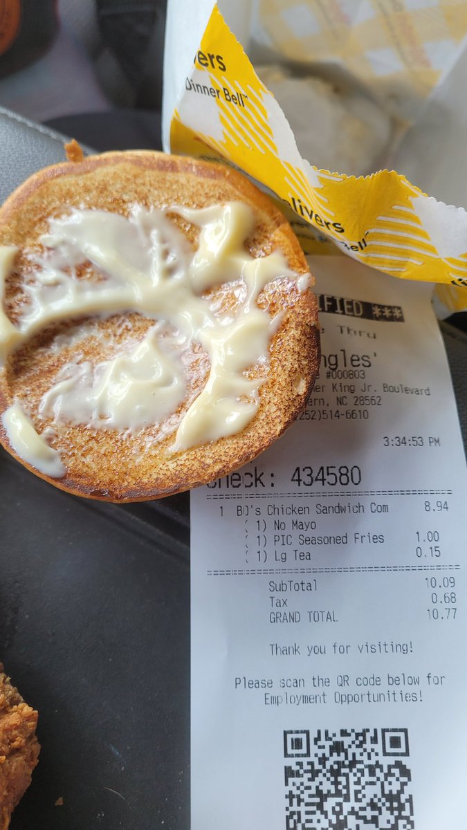 I will go to war for <a href="/Bojangles/">Bojangles</a> and say they are the best fast-food restaurant. But if I ask for no mayo, you call it back to verify, and it's on the ticket, I would expect no mayo. Now I'm 15 minutes down the road atvthe house with a sandwich that I can not eat due to allergy...