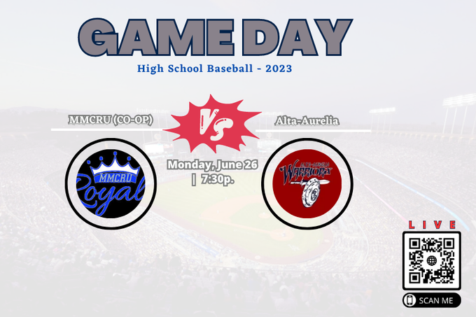 State210's tweet image. MMCRU (CO-OP) vs. Alta-Aurelia - Varsity Boys Baseball
Royals @ Warriors
🕐Today @ 7:30p.
🎦 Live Stream : bit.ly/43gWQft

@MasonRo10 @CoachHilbrands @jacecolling7 @GageJoh15058125 @OwenSchroeder41