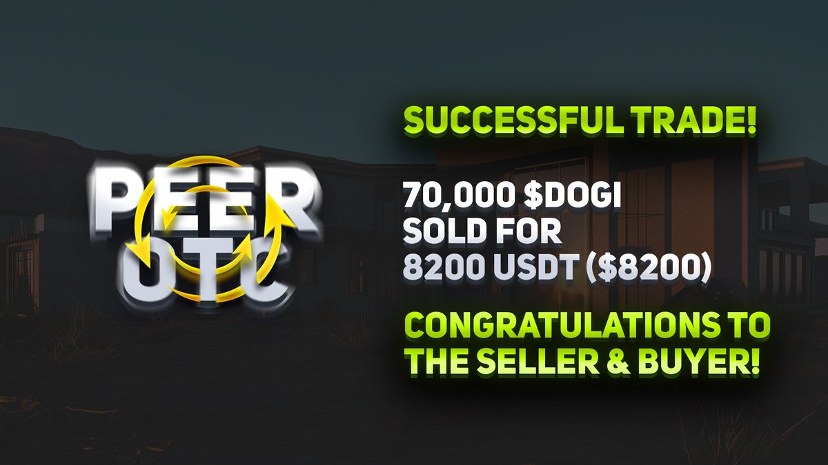 🚨 SUCCESSFUL TRADE! 🚨

70,000 $Dogi sold for $8200!  

> Trade your favorite #DRC20 assets with <a href="/peerotc/">PeerOTC</a>

discord.gg/DEpF3DmuWH 

#BRC20 $DOGE
