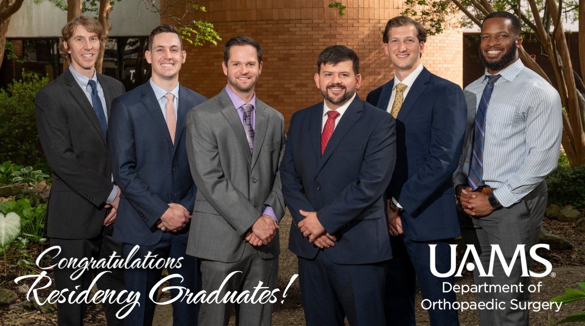 It's graduation week for the <a href="/UAMSOrtho/">UAMS Health Orthopaedics & Sports Medicine</a> 2023 Residency class! Congratulations on all that you have accomplished at @UAMSHealth! We look forward to watching you shine in your fellowship programs and throughout your careers as outstanding orthopaedic surgeons!