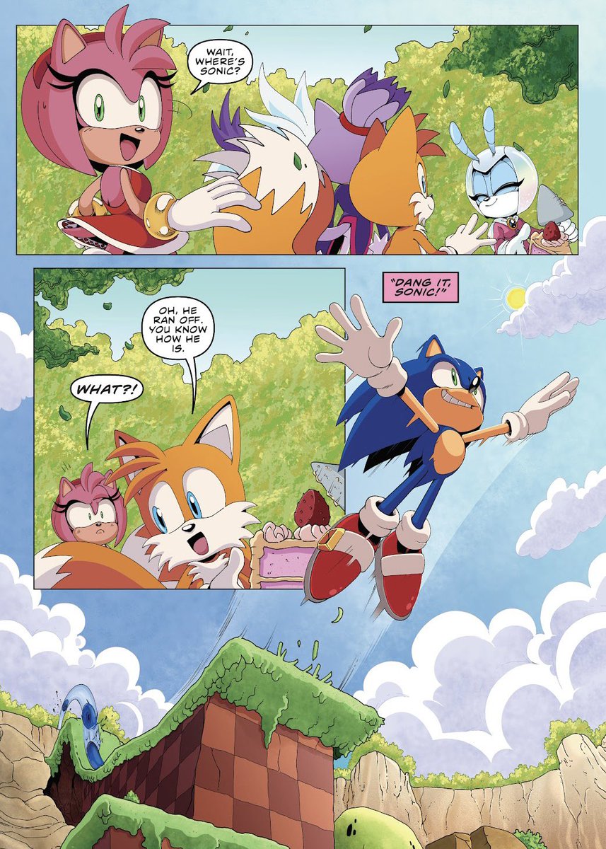 @IDWPublishing Except Sonic ran off instead of staying to have some cake that Amy worked hard on for everyone to enjoy. Oh, the ingratitude of that blue hedgehog.