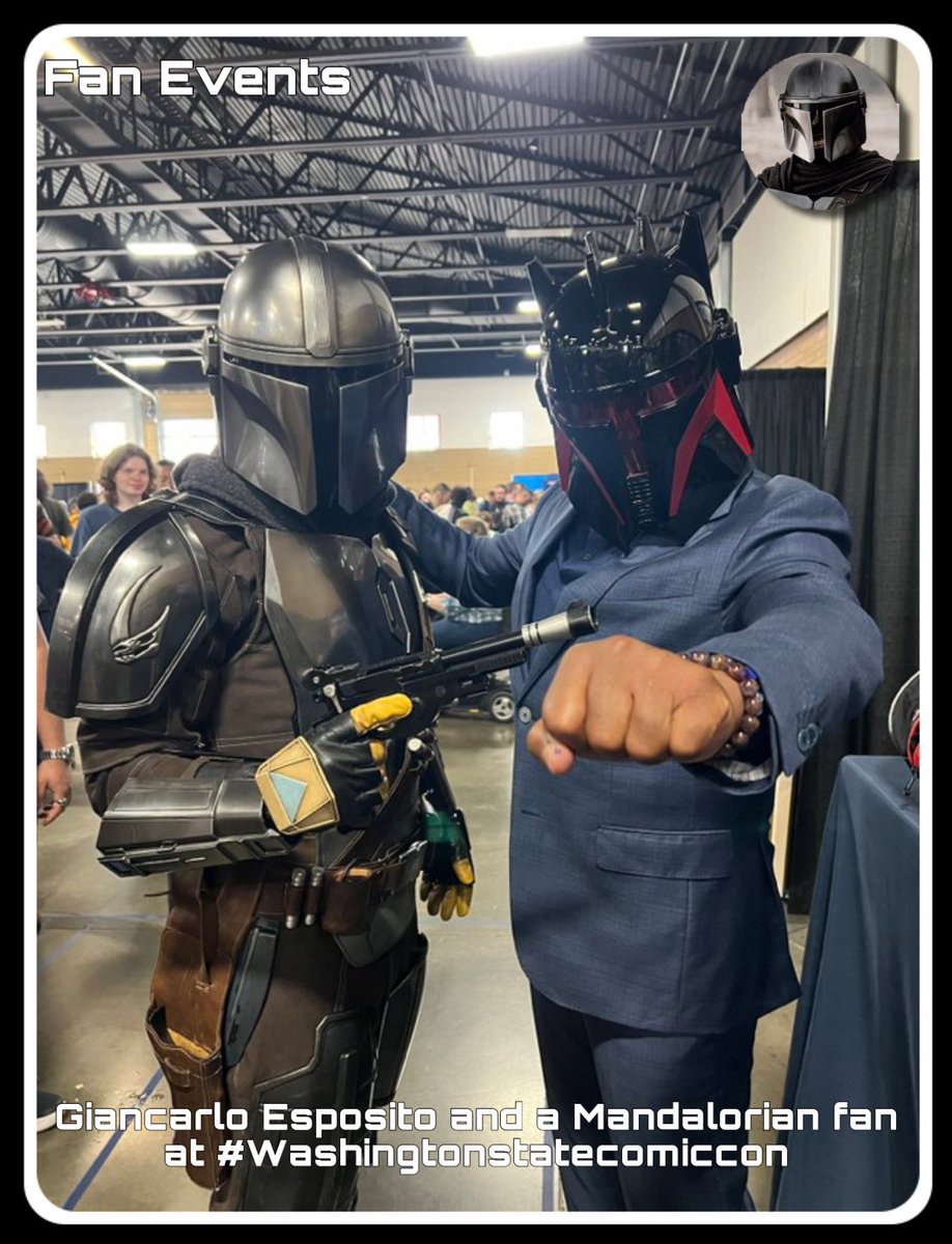 Giancarlo Esposito and a Mandalorian fan at #Washingtonstatecomiccon 

#themandalorian  #starwars #dindjarin  #grogu