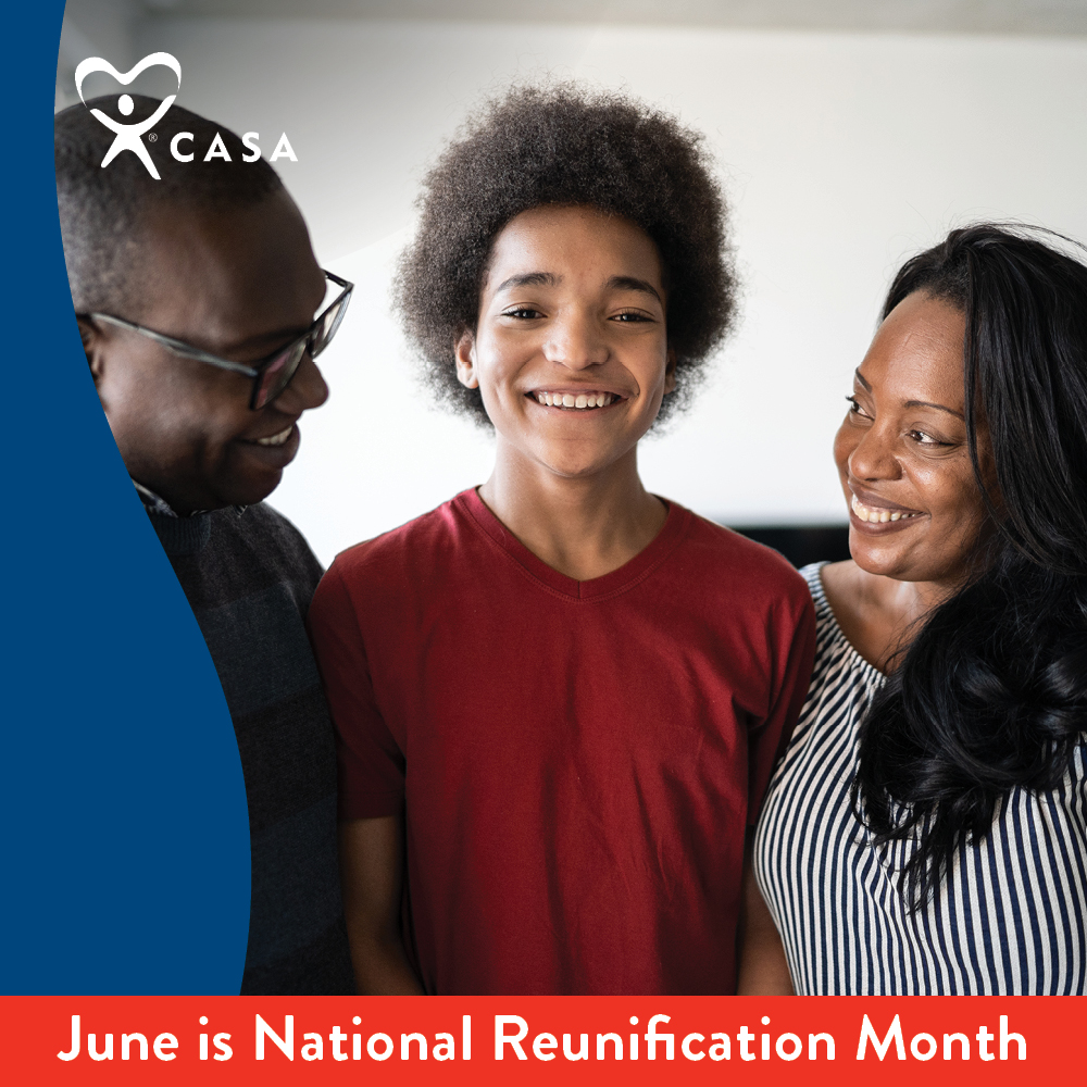 In honor of National Reunification Month celebrated in June, CASA celebrates volunteers and service providers who work hard to identify family strengths to reunite families! 
#ReunificationMonth #ChangeAChildsStory