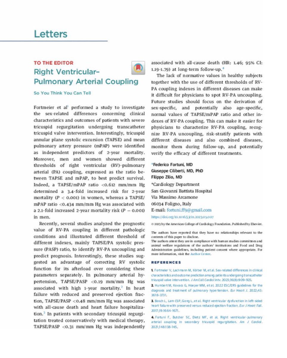 The use of different thresholds of RV-PA coupling indexes in different diseases can make it difficult for physicians to spot RV-PA uncoupling. Check out our commentary jacc.org/doi/10.1016/j.… <a href="/Filippozi1/">Filippozi</a> <a href="/giucilib84/">Giuseppe Ciliberti</a>