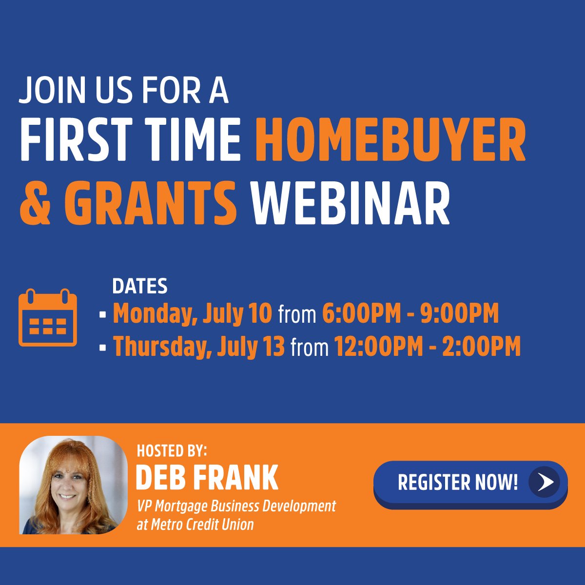 Are you looking to buy a new home? Metro is here to help with #FREEWEBINARS for #firsttimehomebuyers. Register and find a full list of upcoming 2023 Metro #seminars: ow.ly/ft3X50OXtes.  
#homebuyer #loans #financialplanning #buyingahome